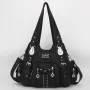Women Handbags Black Vintage Shoulder Bags Fashion PU Handbag Female Satchel Big-capacity Shoulder Purse Bag bolsa feminina