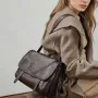 BURMINSA Genuine Cowhide Leather Satchel Bags Women Luxury Designer Vintage Crossbody Shoulder Bags Work Office Tote Handbags