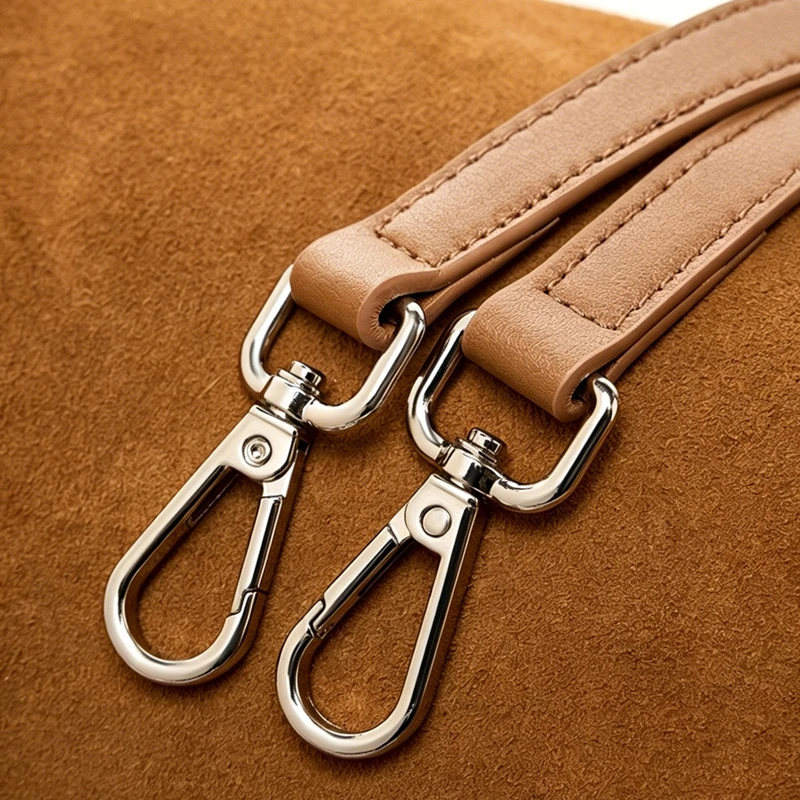 BURMINSA Genuine Leather Suede Tote Bags Women Luxury Metal Clasp Top Handle Shoulder Crossbody Bags Retro Office Work Handbags