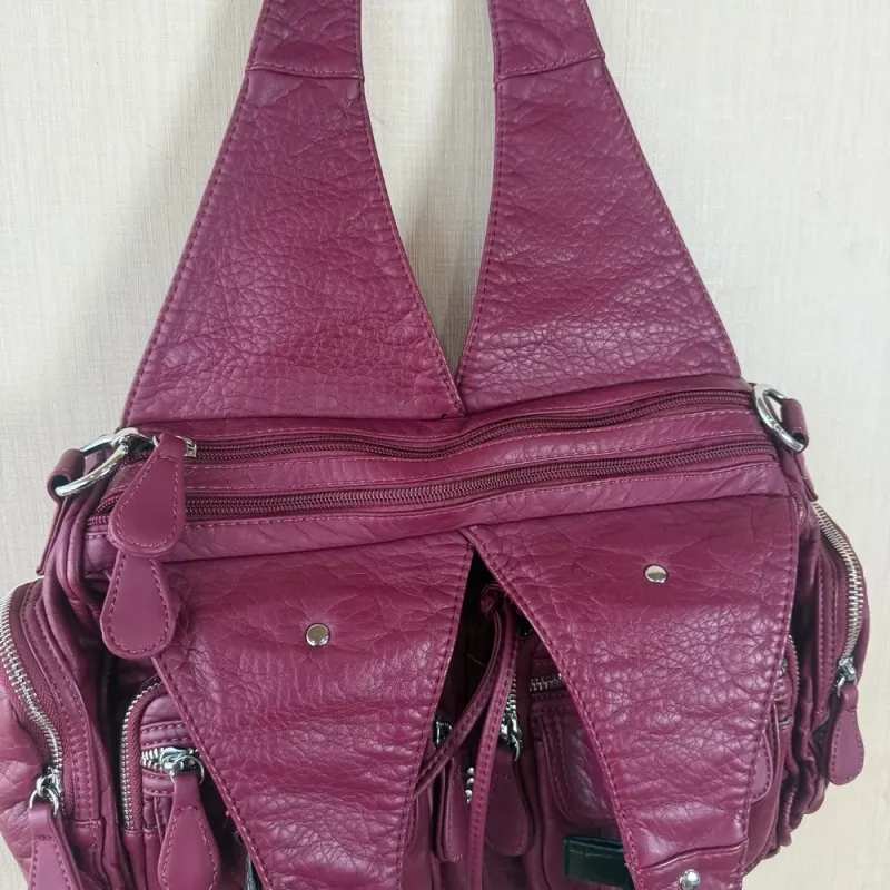 Vintage Bag Women Wine Handbags Satchel Top-handle Handbag PU Shoulder Bag Fashion Dumpling Pack Multi-pockets Shoulder Bags