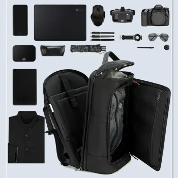 Large capacity, expandable capacity, vacuum backpack for airplane travel, college students' shoulders, 17-inch computer bag