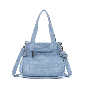 Angelkiss Women Handbags Blue Denim Shoulder Bag Top-handle Handbag Fashion Satchel Dumpling Shoulder Bag Tote Hobos Large Purse