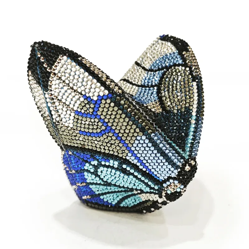 WHTUOHENG Luxury Rhinestones Butterfly Evening Bag Diamond Crystal Clutch Ladies Party Prom Handbag Dinner Purse For Women Bags