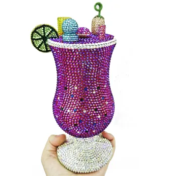 Fuchsia Matini Diamond Evening Clutches Bags Crystal Clutch Rhinestone Women Clutches High-End Little Diamond Party Purse Bag