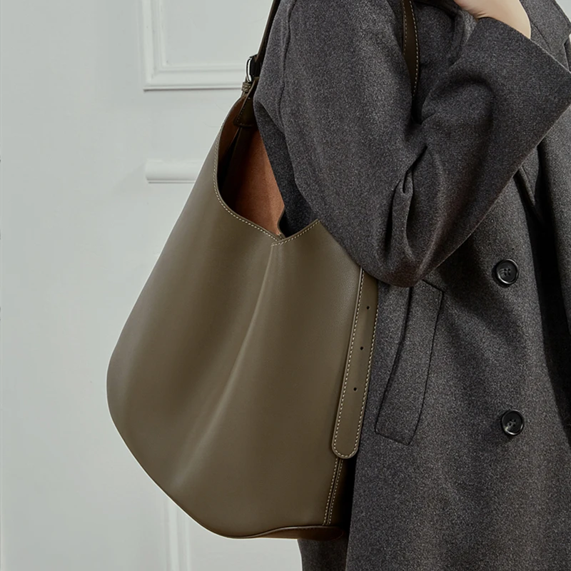 Burminsa Cowhide Genuine Leather Large Hobo Shoulder Bags For Women 2026 Luxury Designer Crossbody Shopper Work Ladies Handbags