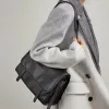 BURMINSA Genuine Cowhide Leather Satchel Bags Women Luxury Designer Vintage Crossbody Shoulder Bags Work Office Tote Handbags