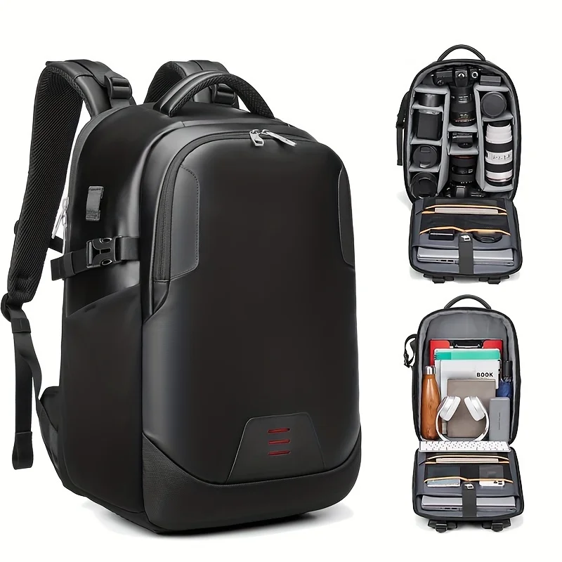 1pc Professional Travel Camera Backpack - Hiking Daypacks with Tripod Bracket, Detachable Anti-theft Passport Lock, Fits 17 In
