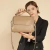 BURMINSA Luxury Genuine Leather Satchel Handbags Women Designer Cowhide Office Work Purses Retro Pillow Shoulder Crossbody Bags