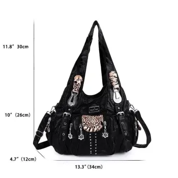 Angel Kiss Women's Fashion Shoulder Bag PU Leather Handbag Large Capacity Satchel Vintage Female Shoulder Bag Phone Pouch