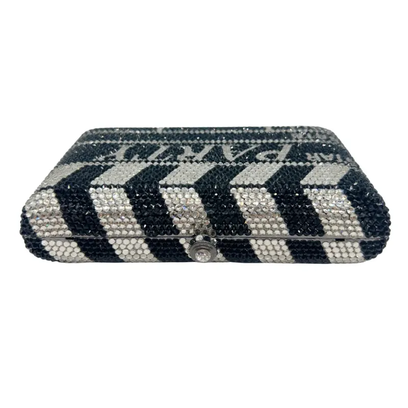 Luxury Diamond Hard Metal Clutch Handbag Crystal Evening Bag with Full Letter Embellishment for Wedding Party Ladies Clutch