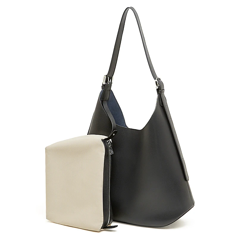 Burminsa Cowhide Genuine Leather Large Hobo Shoulder Bags For Women 2026 Luxury Designer Crossbody Shopper Work Ladies Handbags