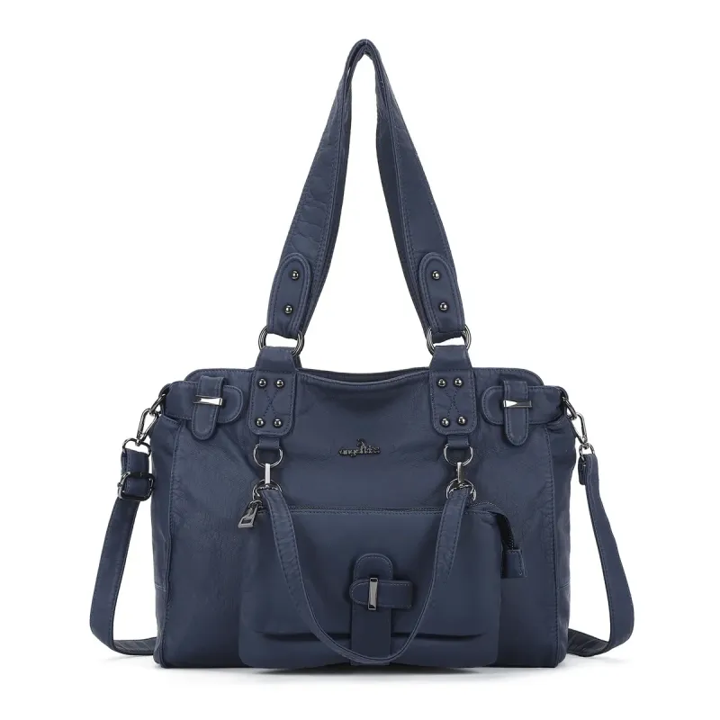 Vintage Women Handbags Fashion Shoulder Bag Large Tote Top-handle Shopping Pack Black Multiple Pockets Satchel Lady Purse