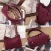 BURMINSA Suede Genuine Leather Hobo Shoulder Bags For Women Luxury Designer Soft Bucket Tote Elegant Messenger Ladies Handbags