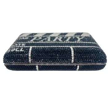 Luxury Diamond Hard Metal Clutch Handbag Crystal Evening Bag with Full Letter Embellishment for Wedding Party Ladies Clutch