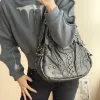 Fashion Small Women's Shoulder Bag Top-Handle PU Leather Satchel Handbag with Phone Pouch And Multi-Pockets Dumpling Pack Style