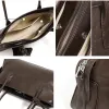 BURMINSA Luxury Genuine Leather Underarm Shoulder Bags For Women Vintage Top Handle Cowhide Boston Purses Office Ladies Handbags