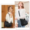 Women's Bag PU Shoulder Bag Soft Fashion Handbag Large Vintage Black Dyeing Dumpling Pack Multi-pockets Crossbody Bag