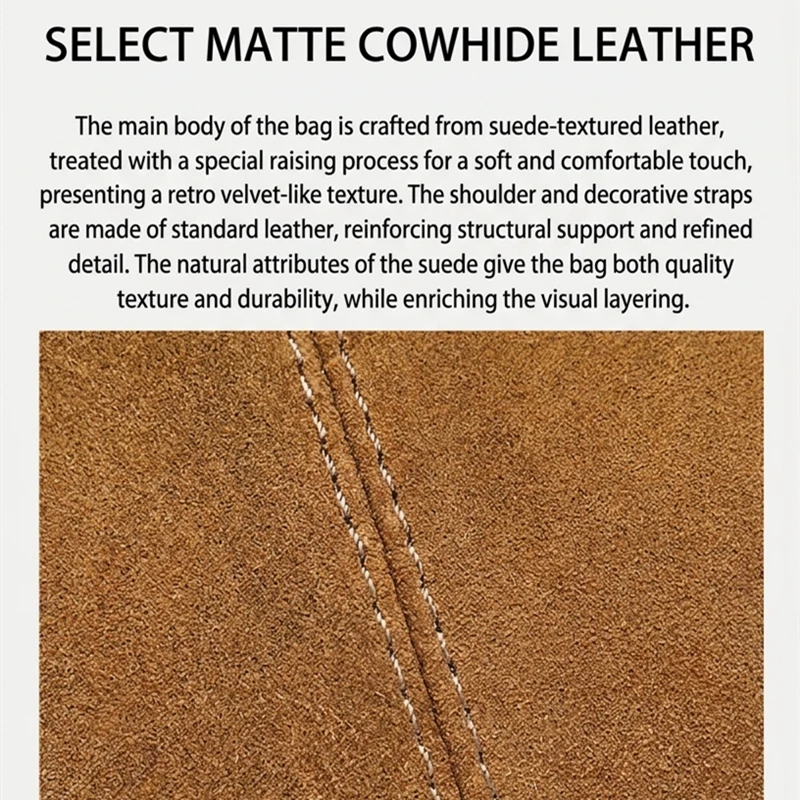 BURMINSA Genuine Suede Leather Commuter Tote Bags For Women 2026 Luxury Top Handle Cow Handbags Office Crossbody Shoulder Purses