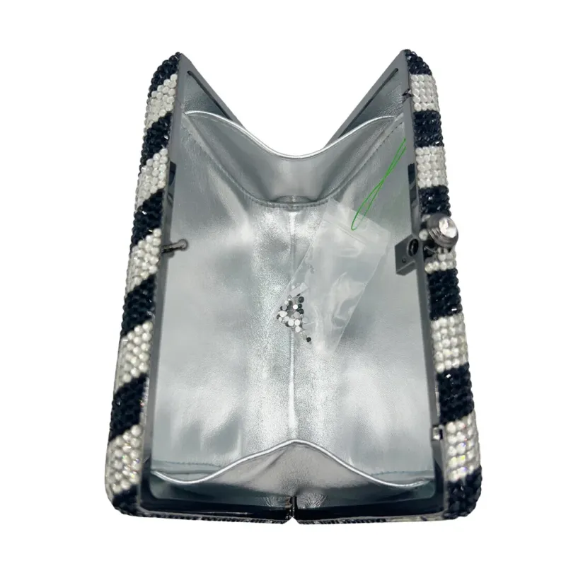 Luxury Diamond Hard Metal Clutch Handbag Crystal Evening Bag with Full Letter Embellishment for Wedding Party Ladies Clutch