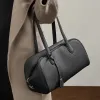 BURMINSA Luxury Genuine Leather Boston Shoulder Bags For Women 2026 Elegant Designer Satchel Tote Purse Office Underarm Handbags