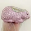 Full Diamond Evening Bags Luxury Designer Pink Rabbit Shaped Crystal Clutches Women Rhinestone Clutch Party Purse Handbags