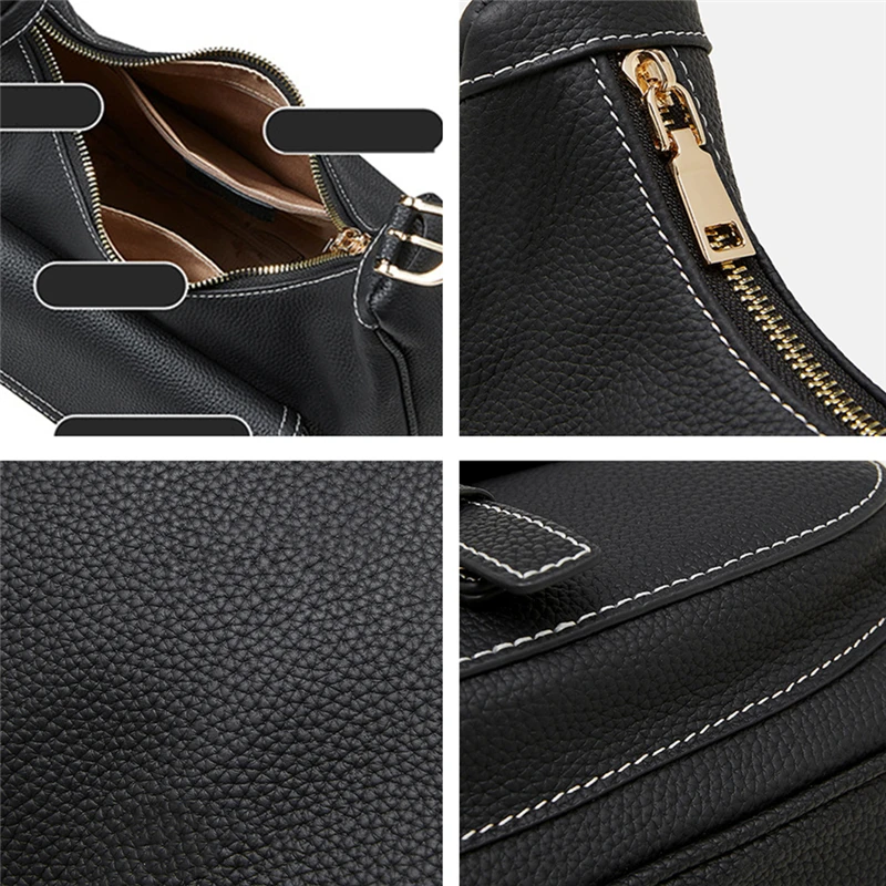 Burminsa Natural Cow Genuine Leather Underarm Shoulder Bags For Women 2026 Luxury Designer Crossbody Purses Hobo Ladies Handbags