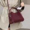 Burminsa Cowhide Suede Genuine Leather Tote Handbags For Women 2026 Luxury Designer Bucket Work Ladies Shoulder Crossbody Bags