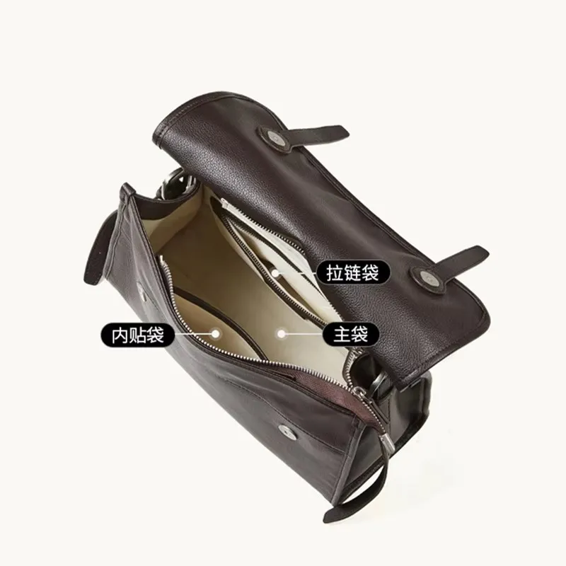BURMINSA Genuine Cowhide Leather Satchel Bags Women Luxury Designer Vintage Crossbody Shoulder Bags Work Office Tote Handbags