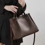 BURMINSA Vintage Genuine Leather Tote Bags For Women Large Capacity Shopper Handbags Casual Daily Work Shoulder Crossbody Bags