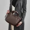 BURMINSA Luxury Genuine Leather Bucket Shoulder Bags For Women Vintage Top Grain Cowhide Crossbody Totes Work Ladies Handbags