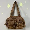 Vintage Bag Women Vintage Handbags Satchel Top-handle Handbag PU Shoulder Bag Dumpling Pack Multi-pockets Shoulder Bags