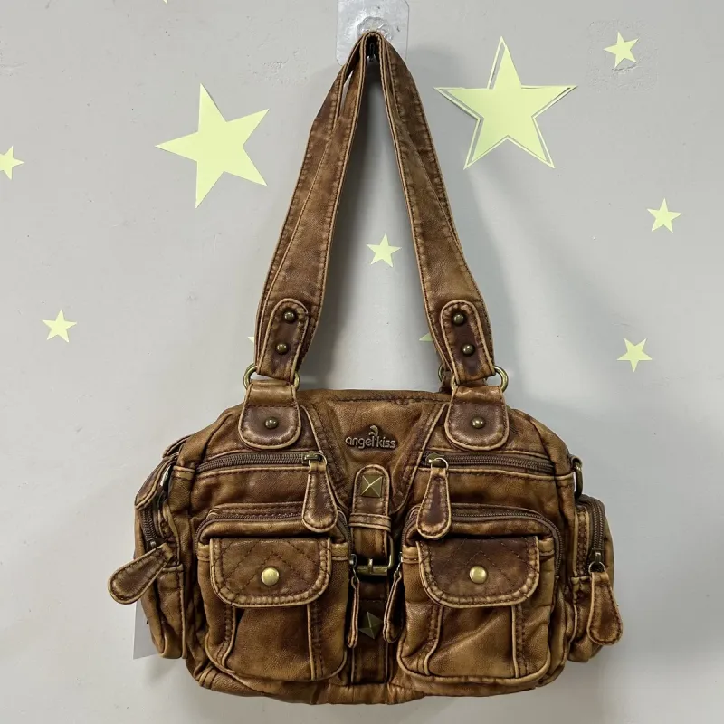 Vintage Bag Women Vintage Handbags Satchel Top-handle Handbag PU Shoulder Bag Dumpling Pack Multi-pockets Shoulder Bags