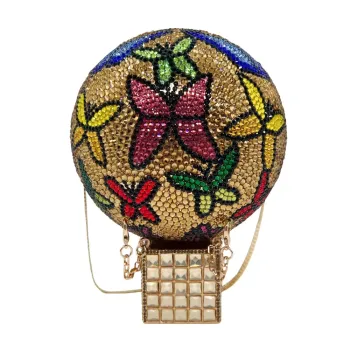 Butterfly Hot Air Balloon Diamond Wedding Party Purses Crystal Evening Bag Clutch Women Rhinestone Purses Lady Handbags Female