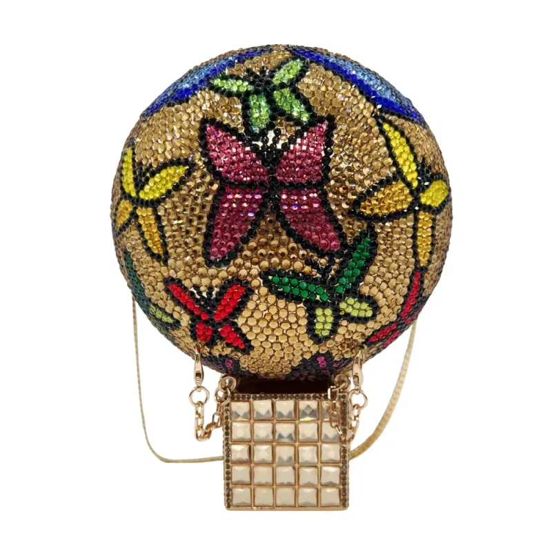 Butterfly Hot Air Balloon Diamond Wedding Party Purses Crystal Evening Bag Clutch Women Rhinestone Purses Lady Handbags Female