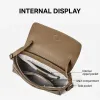 BURMINSA Luxury Genuine Leather Shoulder Bags For Women Lychee Grain Satchel Flap Crossbody Purses Commuter Office Tote Handbags