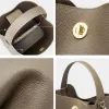 Burminsa Cowhide Genuine Leather Bucket Tote Handbags For Women 2026 Luxury Designer Top Handle Ladies Shoulder Crossbody Bags