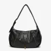 Venn Angel Vintage Handbag Black Hobo Bag for Women, Soft Faux Leather Shoulder Bag with Braided Strap & Multi-Zipper Pockets