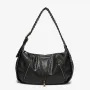 Venn Angel Vintage Handbag Black Hobo Bag for Women, Soft Faux Leather Shoulder Bag with Braided Strap & Multi-Zipper Pockets