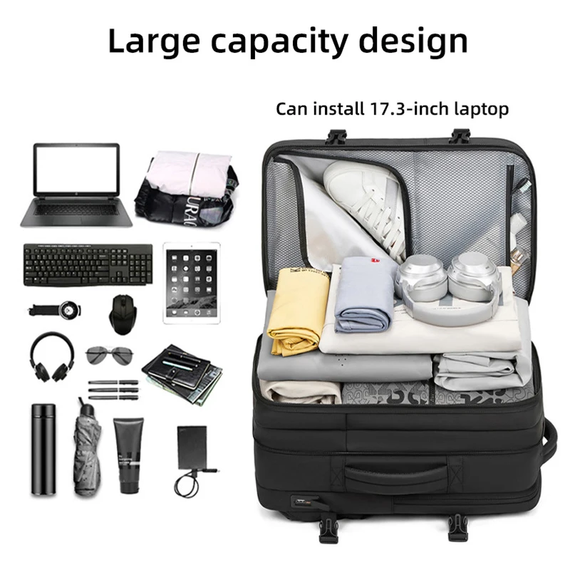 Backpack with Anti-Theft Vacuum Compression Travel Backpack,Expandable Backpacks with Pump for Airplanes