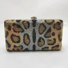 Leopard Print Women Evening Clutch Bags Diamond Dinner Purses White/Black/Gold Luxury Lady Rhinestone Party Prom Clutches Bags