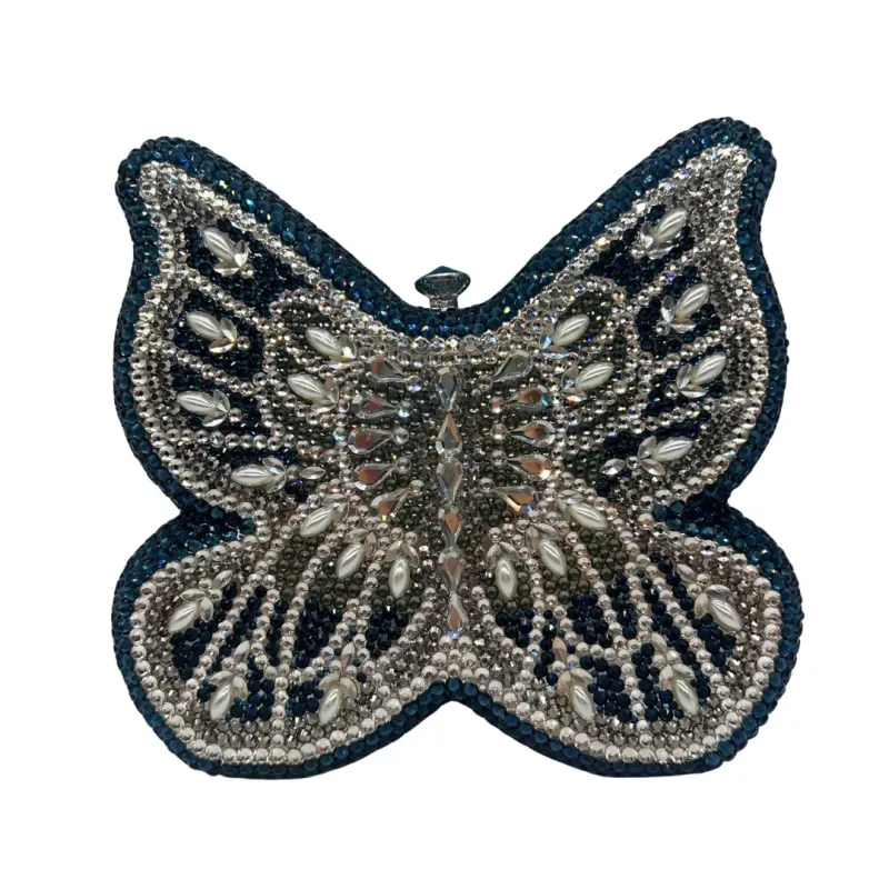 WHTUOHENG Green Butterfly Diamond Evening Bag Wedding Party Women's Crystal Sparkling Purse Rhinestone Clutches Luxury Handbags