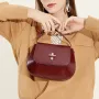 BURMINSA Genuine Leather Half Moon Bags For Women Luxury Designer Shoulder Crossbody Bags Elegant Top Handle Purses Office Lady
