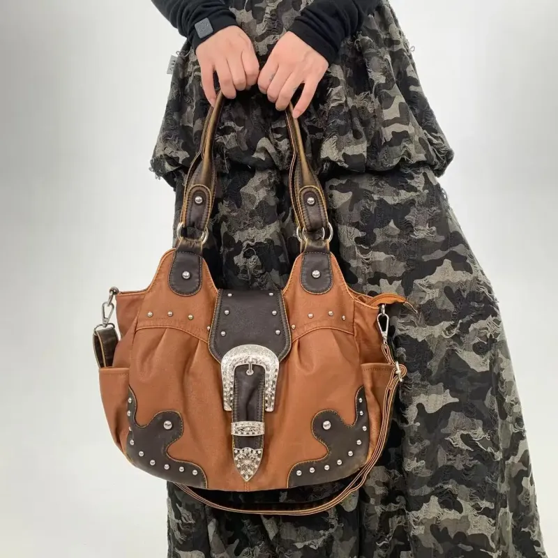 Women Handbag Brown PU Shoulder Bag Satchel Top-handle Shoulder Bag Fashion Dumpling Pack Multi-pockets Shoulder Bags