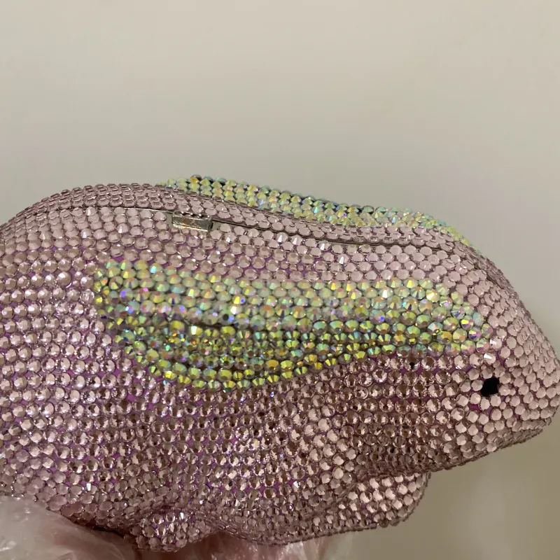 Full Diamond Evening Bags Luxury Designer Pink Rabbit Shaped Crystal Clutches Women Rhinestone Clutch Party Purse Handbags