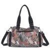 Vintage Washed Black Multi-Pocket Satchel Bag, Large Capacity Convertible Crossbody Shoulder Handbag with Detachable Strap