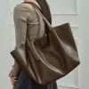 Burminsa Vintage Cow Genuine Leather Large Tote Shoulder Bags For Women 2026 Luxury Designer Korean Shopper Work Ladies Handbags