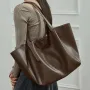 Burminsa Vintage Cow Genuine Leather Large Tote Shoulder Bags For Women 2026 Luxury Designer Korean Shopper Work Ladies Handbags