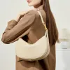 Burminsa Cowhide Genuine Leather Underarm Shoulder Bags For Women 2026 Luxury Designer Crescent Purses Half Moon Ladies Handbags