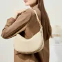Burminsa Cowhide Genuine Leather Underarm Shoulder Bags For Women 2026 Luxury Designer Crescent Purses Half Moon Ladies Handbags