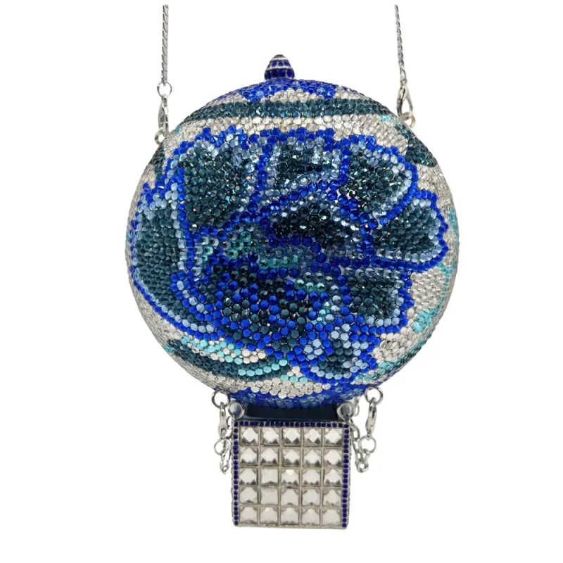 Women Diamongs Bag Balloon National Style Peony Flower Clutch Crystal Party Clutches Purses WHTUOHEND High-End Stones Handbags